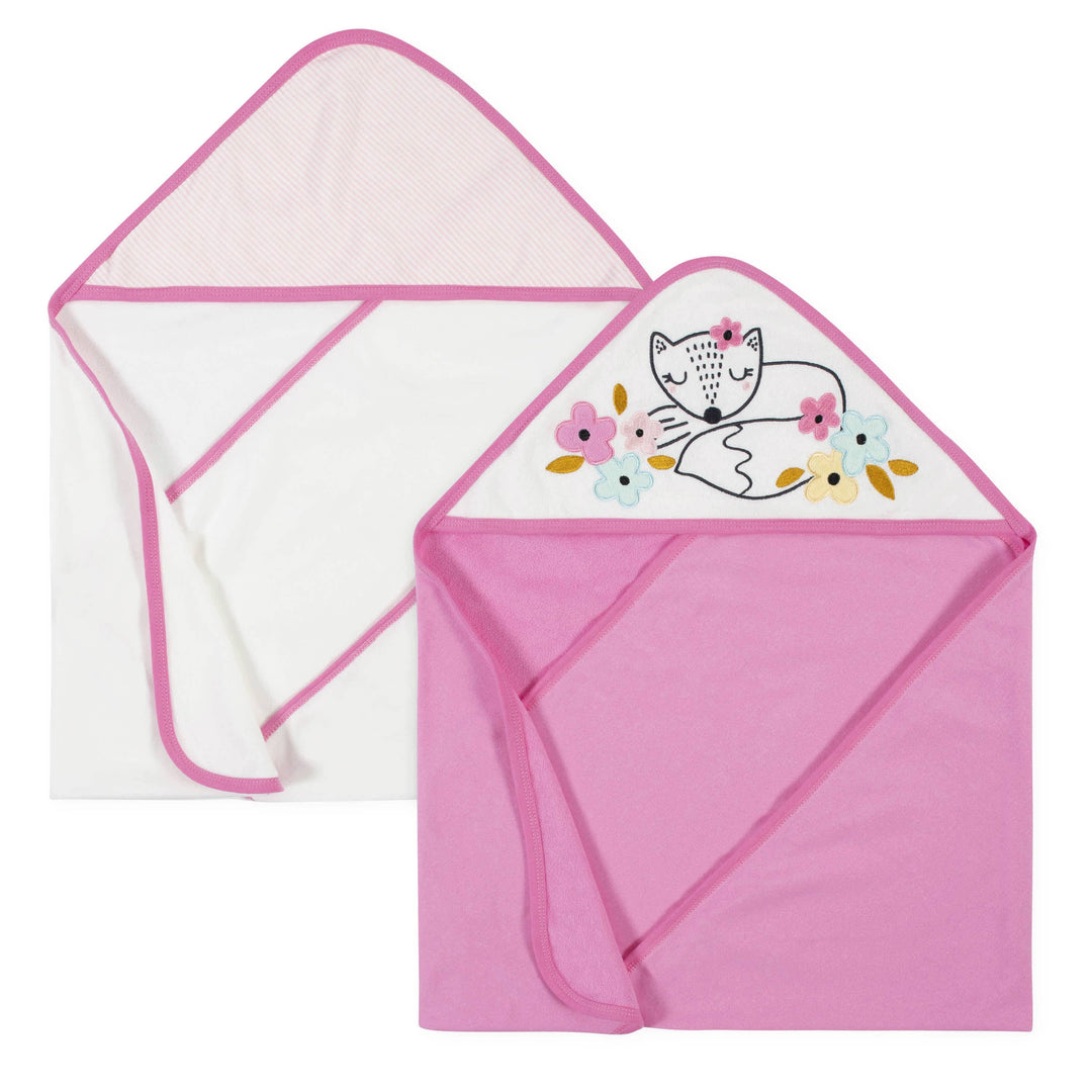 2-Pack Baby Girls Fox Hooded Towels-Gerber Childrenswear