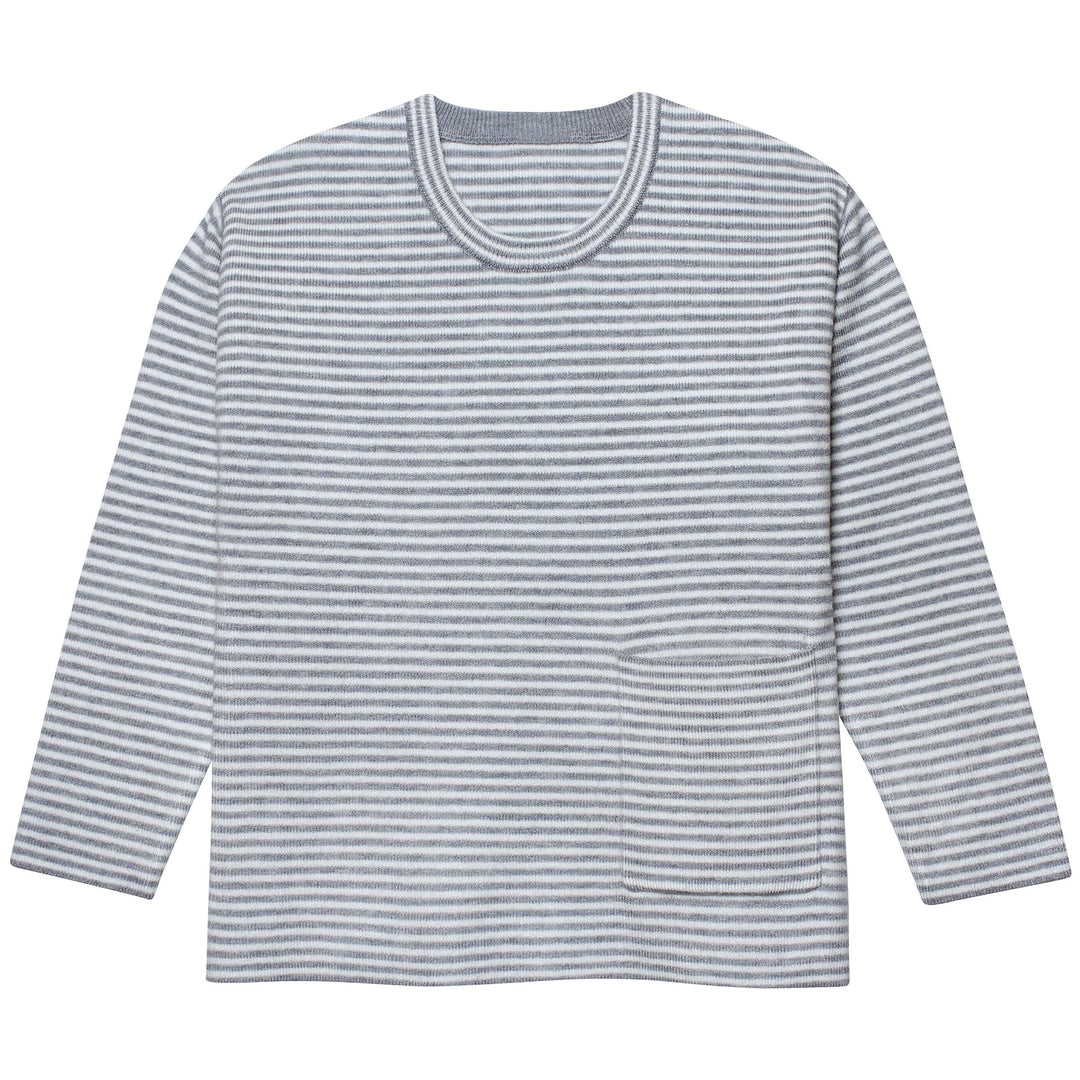 Infant & Toddler Boys Gray Heather Striped Sweater with Pocket-Gerber Childrenswear