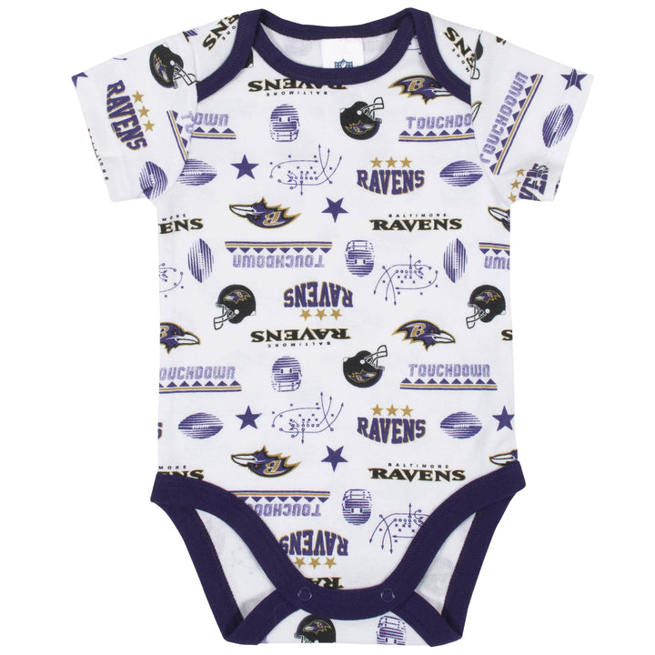Baltimore Ravens 3-Piece Baby Boys Bodysuit, Bib, and Cap Set-Gerber Childrenswear