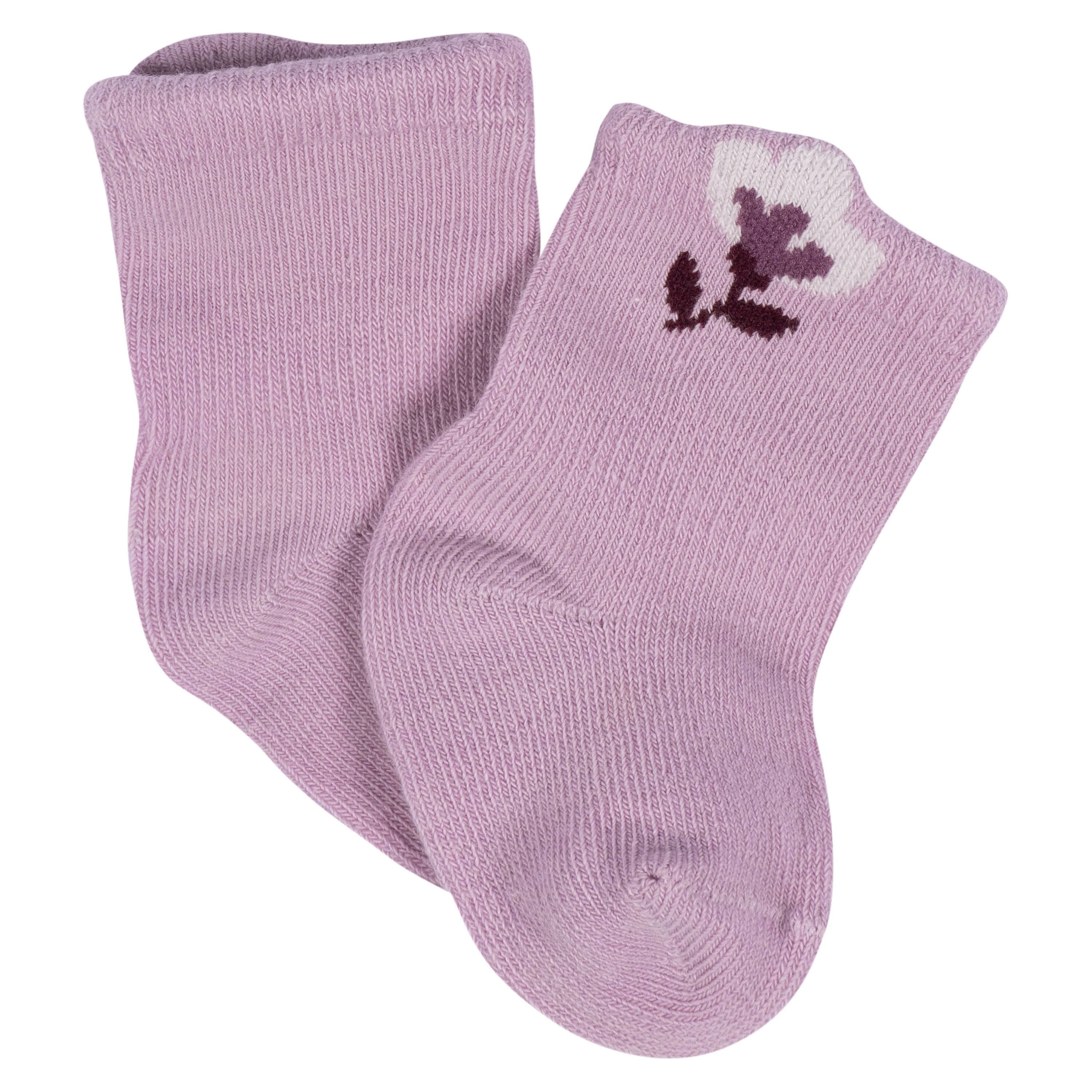 8-Pack Baby Girls Lavender Garden Jersey Wiggle Proof® Socks