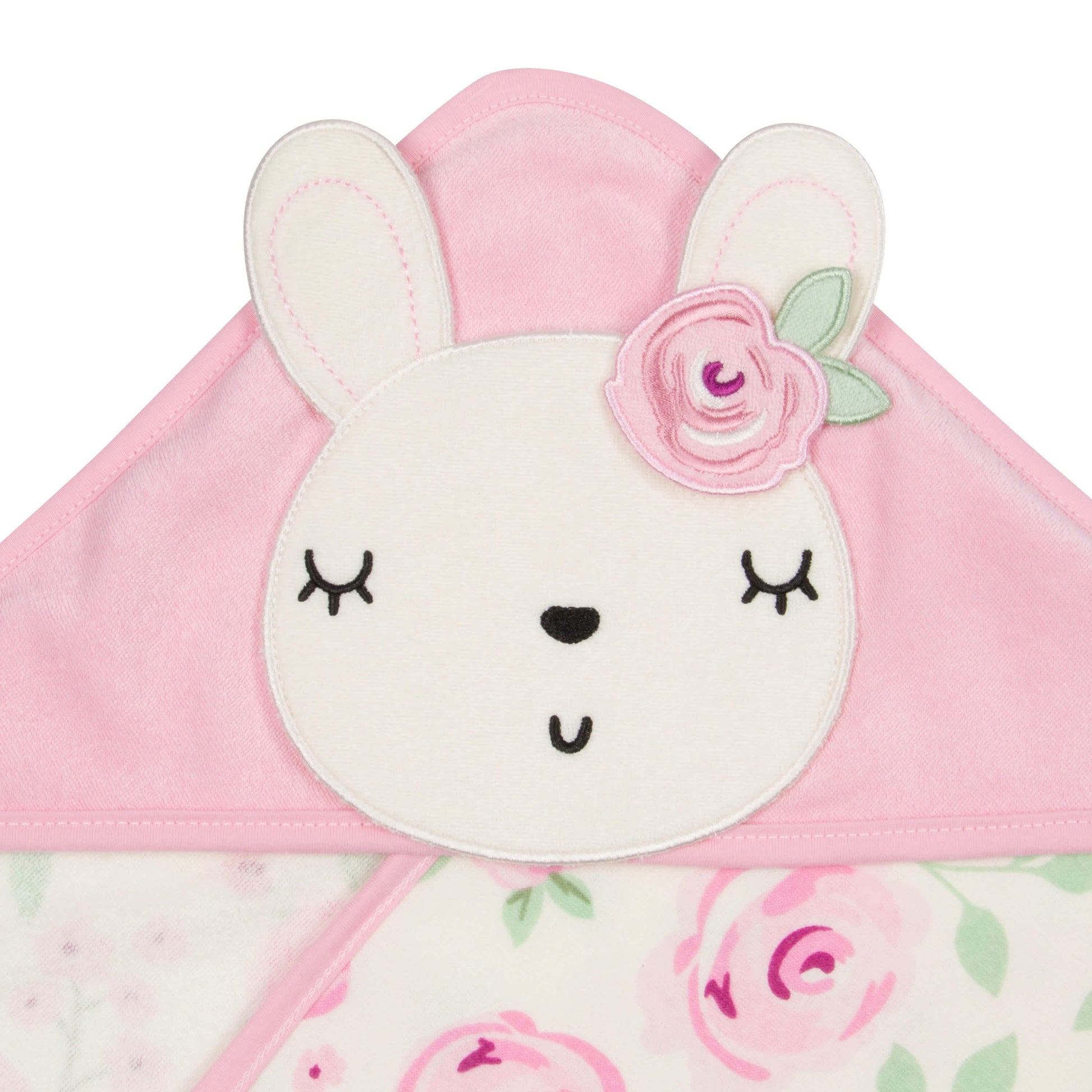 4-Piece Baby Girls Floral Hooded Towel & Washcloth Set