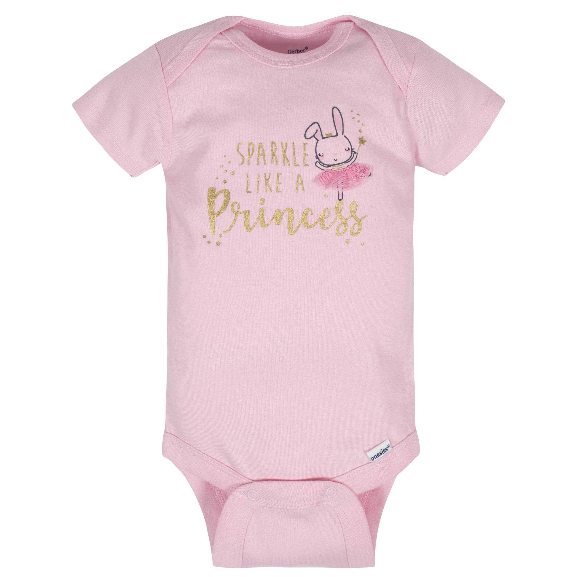 8-Pack Baby Girls Princess Short Sleeve Onesies® Bodysuits-Gerber Childrenswear