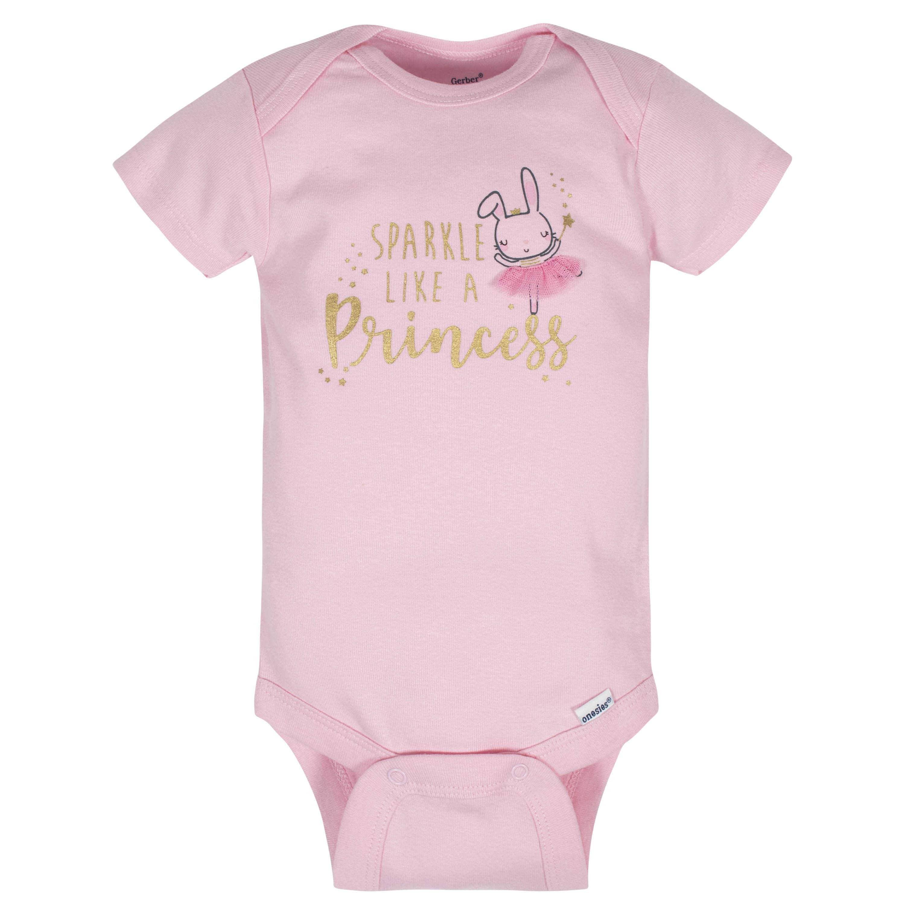 8-Pack Baby Girls Princess Short Sleeve Onesies® Bodysuits-Gerber Childrenswear