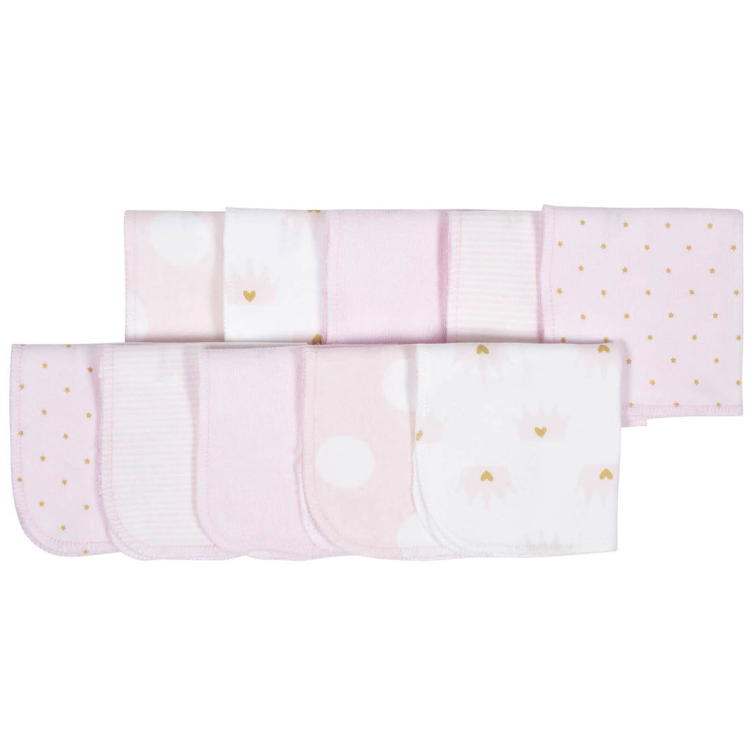 10-Pack Baby Girls Princess Organic Washcloths-Gerber Childrenswear