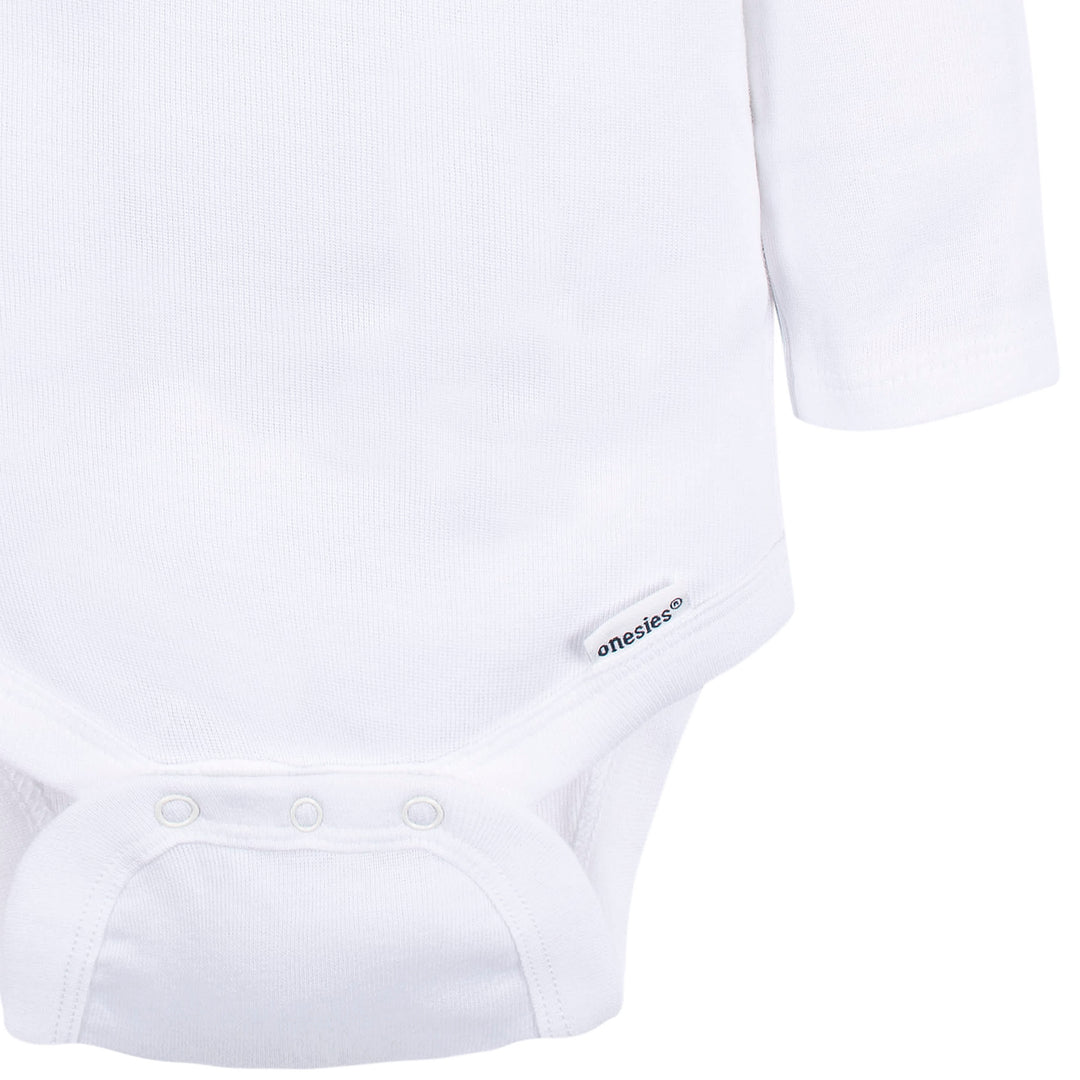 2-Pack Baby Neutral White Long Sleeve Onesies® Bodysuits