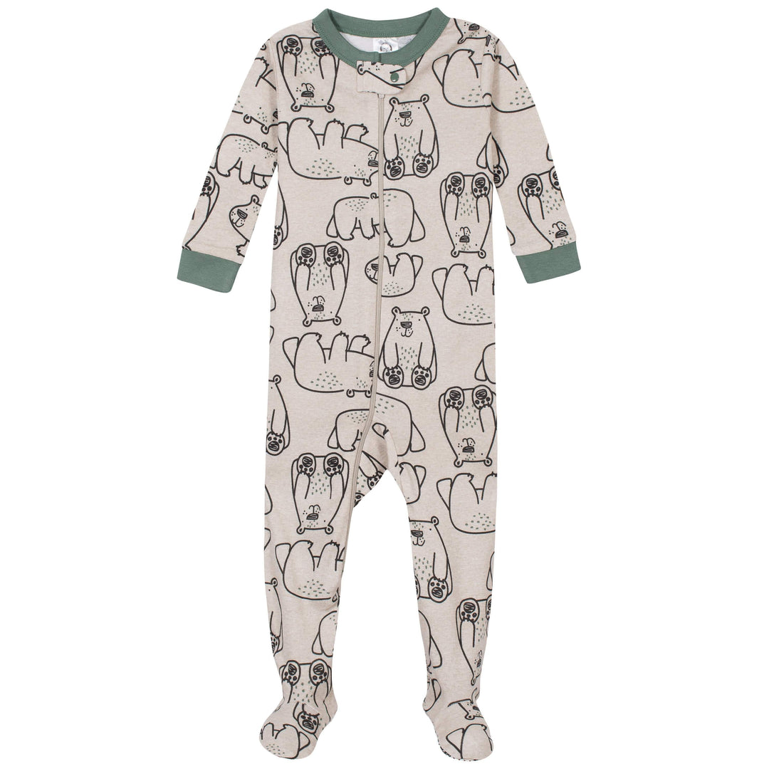 2-Pack Baby Toddler Boys Bear Snug Fit Footed Cotton Pajamas