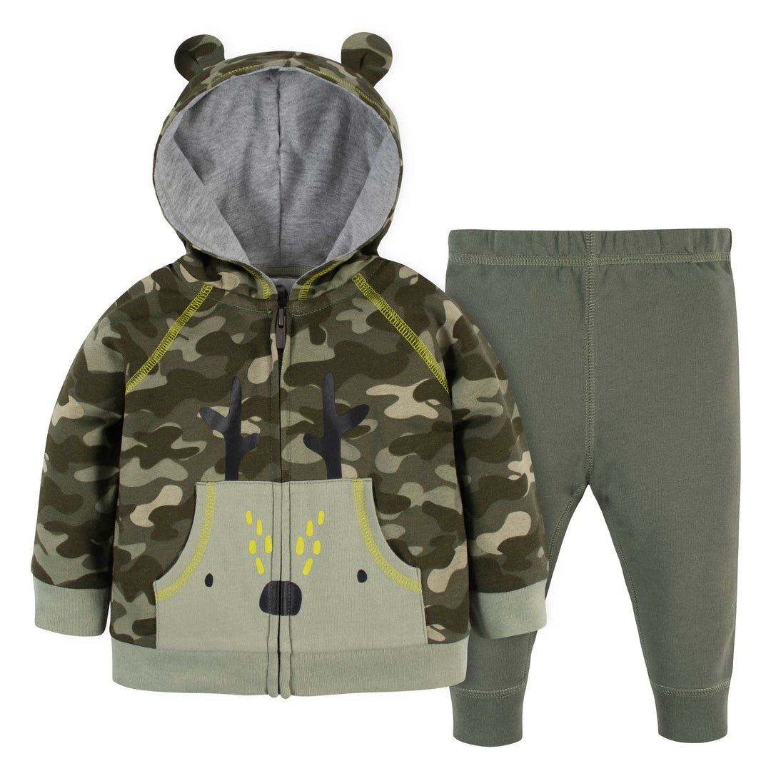 2-Piece Baby Toddler Boys Comfy Camo Hoodie Active Pant Set