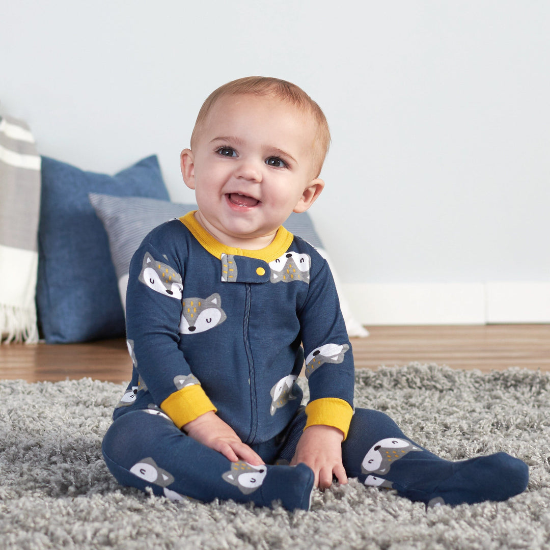 Baby Boys' 2-Pack Organic Fox Snug Fit Footed Pajamas-Gerber Childrenswear
