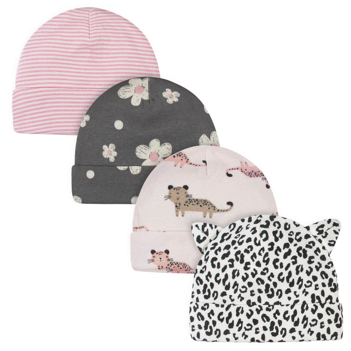 21-Piece Baby Girls Leopard Terry Bib, Burpcloth, Mittens, Cap and Bootie Sock Set-Gerber Childrenswear