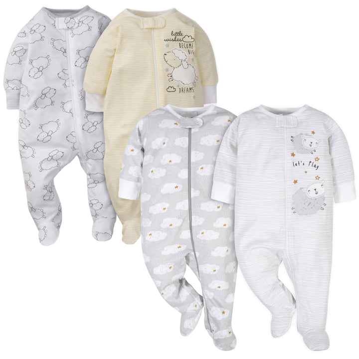Gerber® 4-Pack Baby Neutral Lamb & Sheep Sleep 'N Play Bundle-Gerber Childrenswear