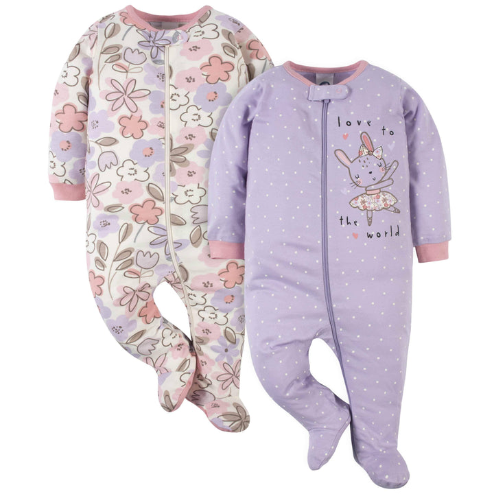 2-Pack Baby Girls Bunny Ballerina Sleep 'n Plays-Gerber Childrenswear