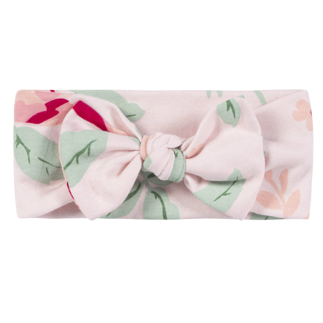 2-Piece Baby Girls Pink Garden Wide Neck Romper & Headband Set-Gerber Childrenswear