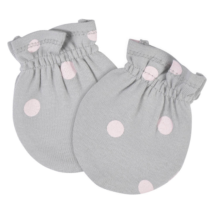4-Piece Baby Girls Comfy Stretch Floral Leopard Caps & No Scratch Mittens Set-Gerber Childrenswear