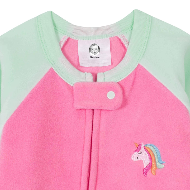Gerber® 4-Pack Baby Girls Rainbows & Unicorns Fleece Pajamas-Gerber Childrenswear