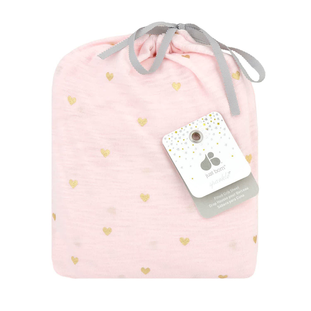 Baby Girls Metallic Hearts Jersey Knit Crib Sheet-Gerber Childrenswear