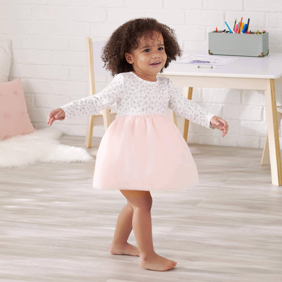 Baby & Toddler Girls Purrfectly Cute Long Sleeve Tulle Dress-Gerber Childrenswear