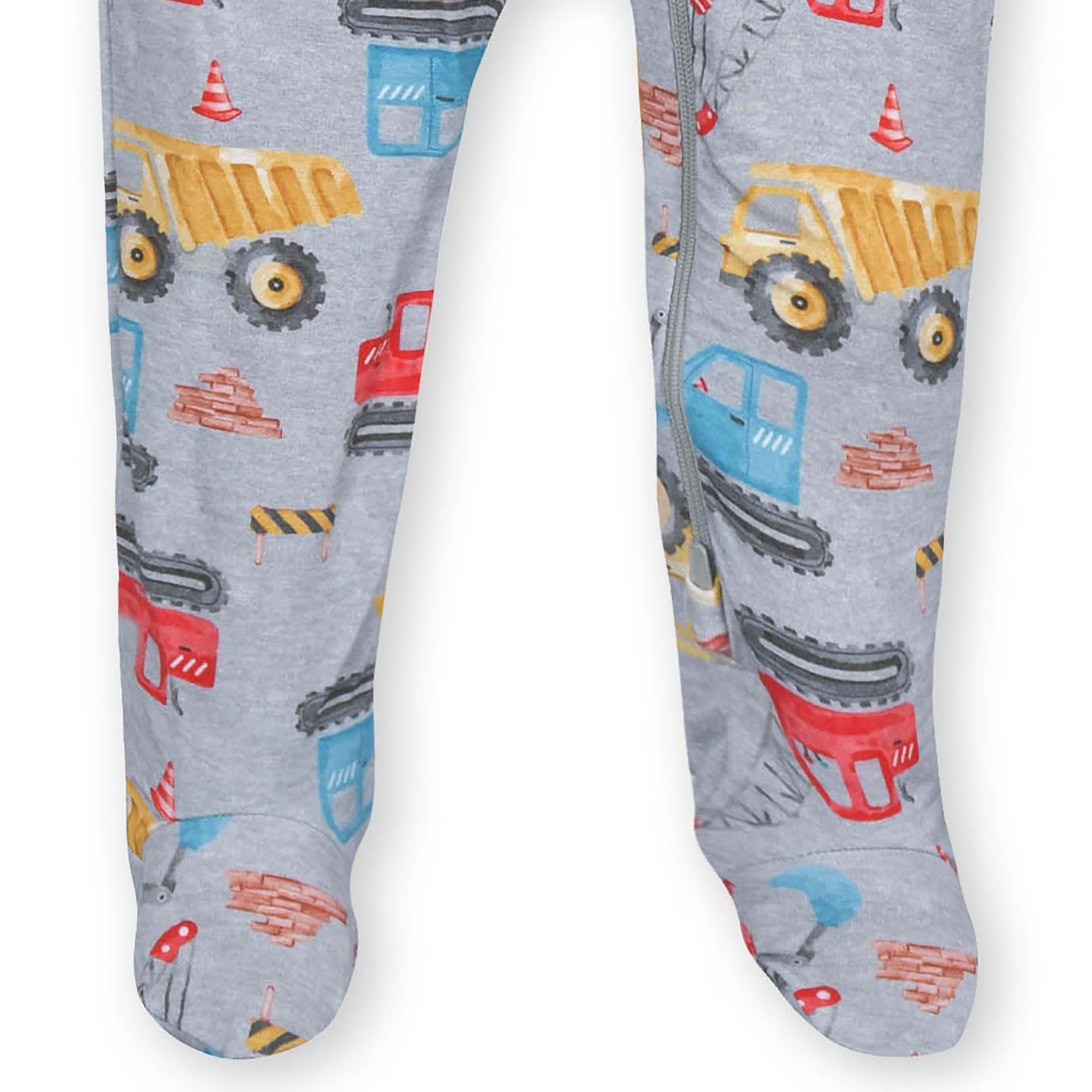 Baby & Toddler Boys Construction Trucks Buttery-Soft Viscose Made from Eucalyptus Snug Fit Footed Pajamas