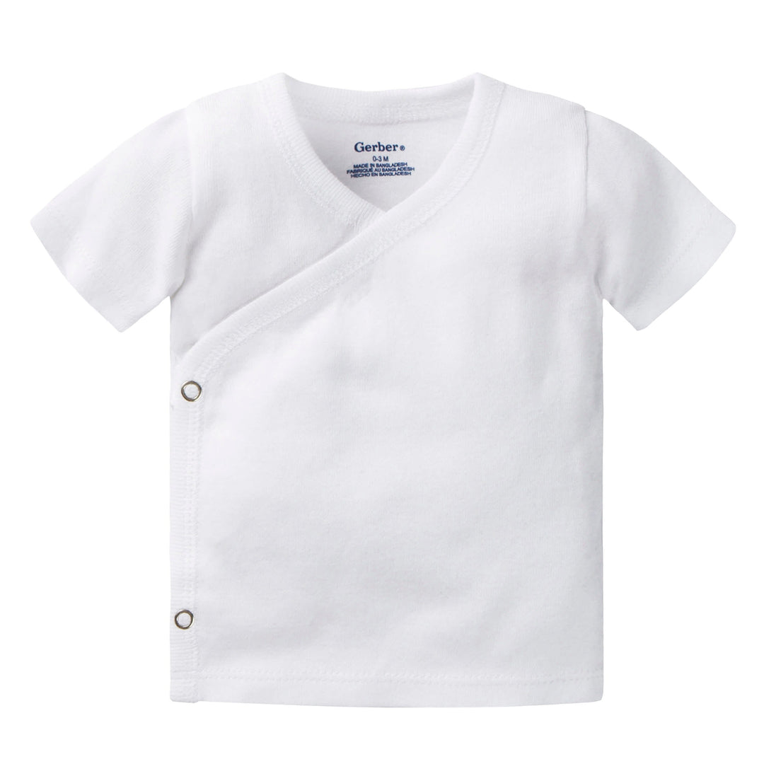 4-Pack Baby Neutral White Organic Short Sleeve Side Snap Shirt
