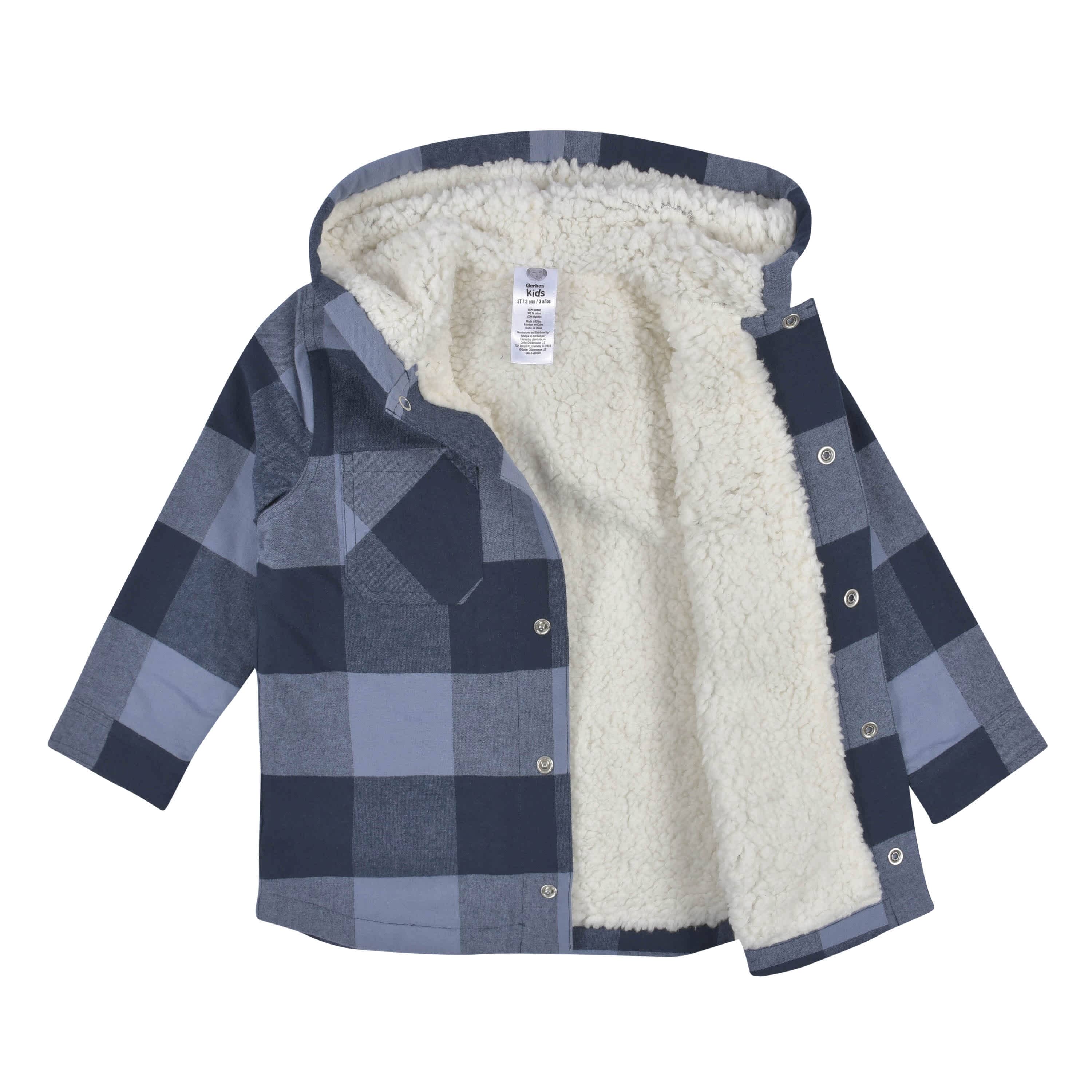 2-Piece Infant & Toddler Boys Navy Plaid Flannel Jacket & Jogger Set