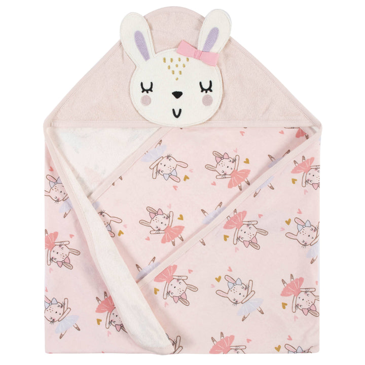 4-Piece Girls Bunny Ballerina Hooded Towel & Washcloth Set-Gerber Childrenswear