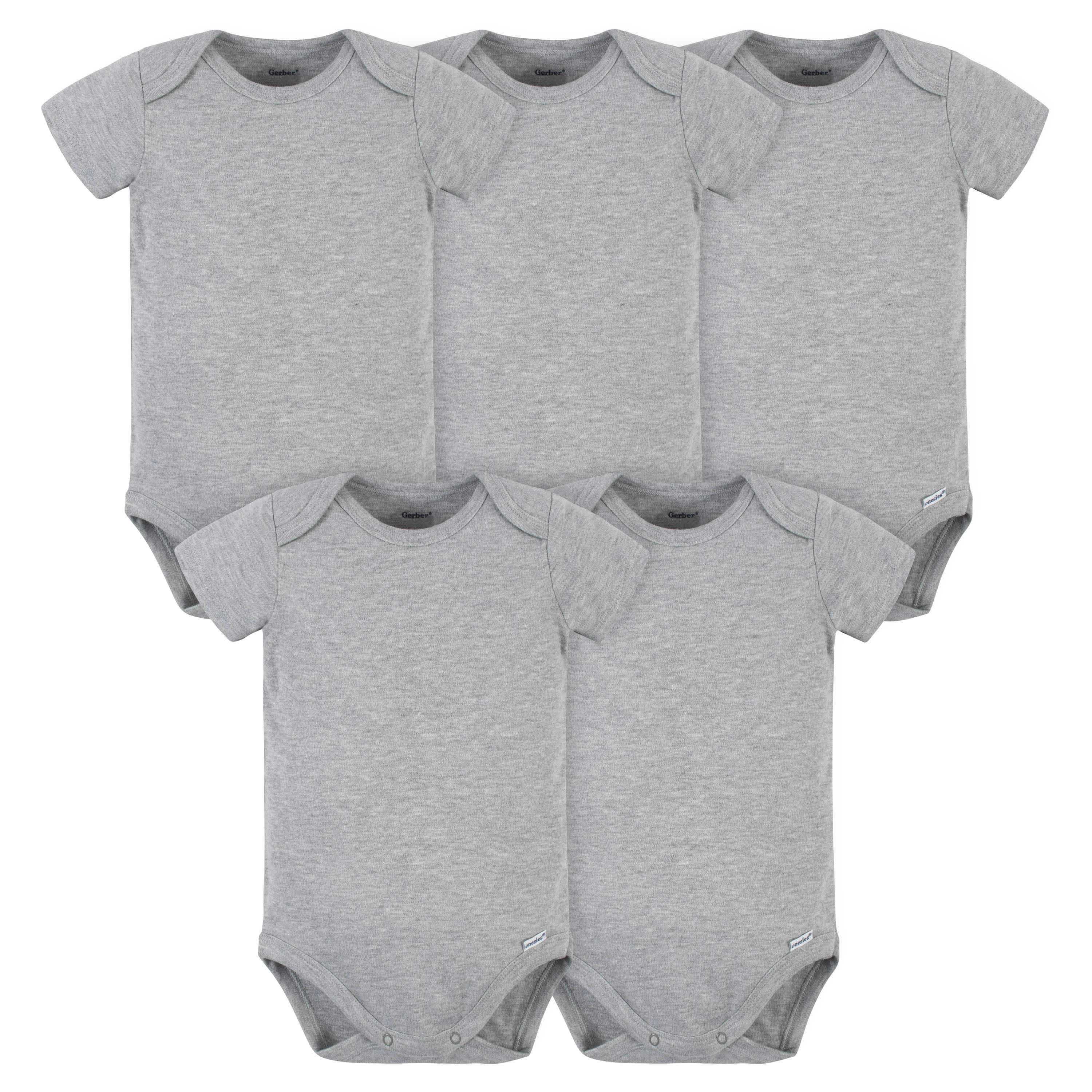 5-Pack Baby Heather Grey Premium Onesies® Bodysuits-Gerber Childrenswear