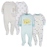 4-Pack Clouds & Elephant Baby Neutral Sleep 'n Plays-Gerber Childrenswear