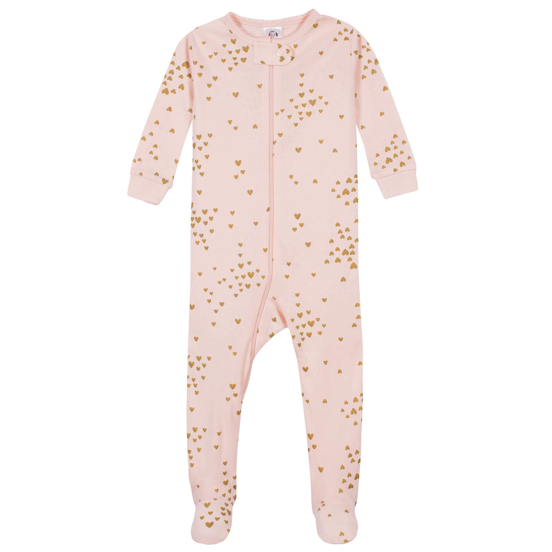 4-Pack Baby & Toddler Girls Llamas & Love Snug Fit Footed Cotton Pajamas-Gerber Childrenswear