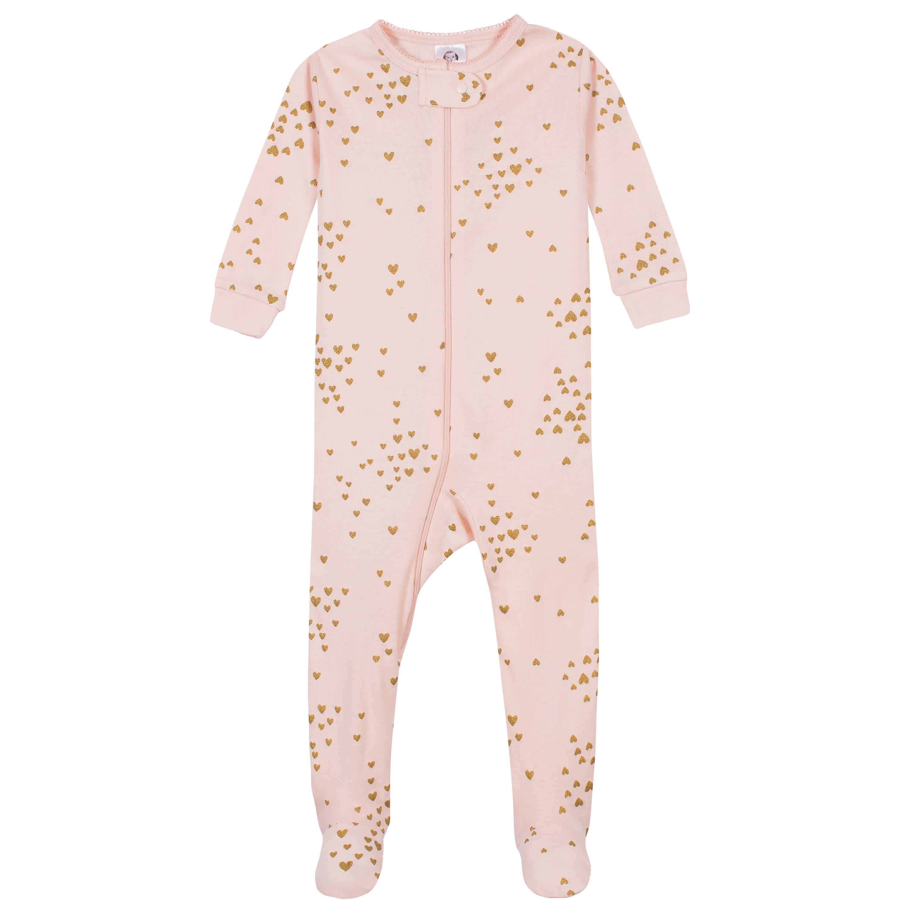 4-Pack Baby & Toddler Girls Llamas & Love Snug Fit Footed Cotton Pajamas-Gerber Childrenswear