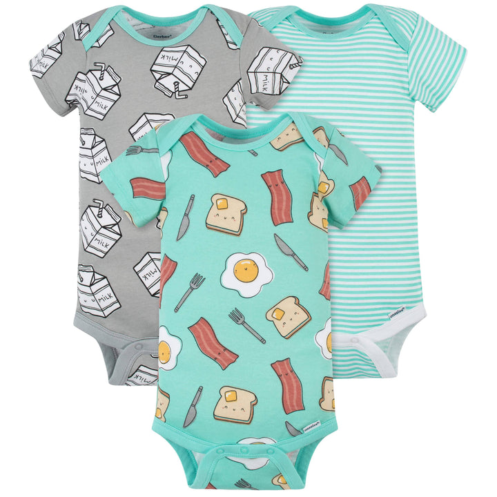 3-Pack Baby Milk & Breakfast Onesies® Bodysuits-Gerber Childrenswear
