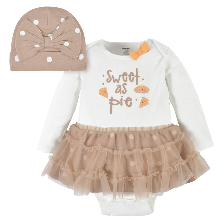 2-Piece Baby Girls Sweet As Pie Skirted Onesies® Bodysuit & Cap-Gerber Childrenswear