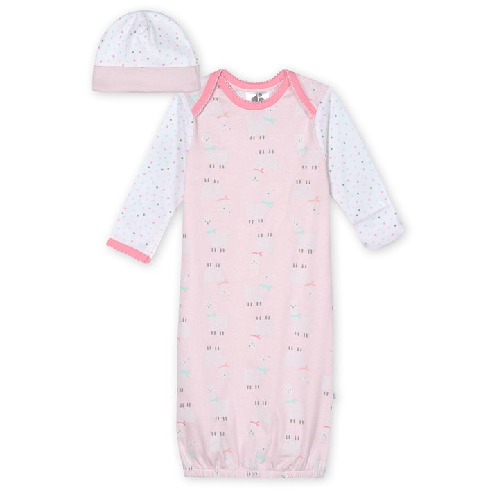 Organic Baby Girls 2-Piece Lil' Llama Gown and Hat Set-Gerber Childrenswear