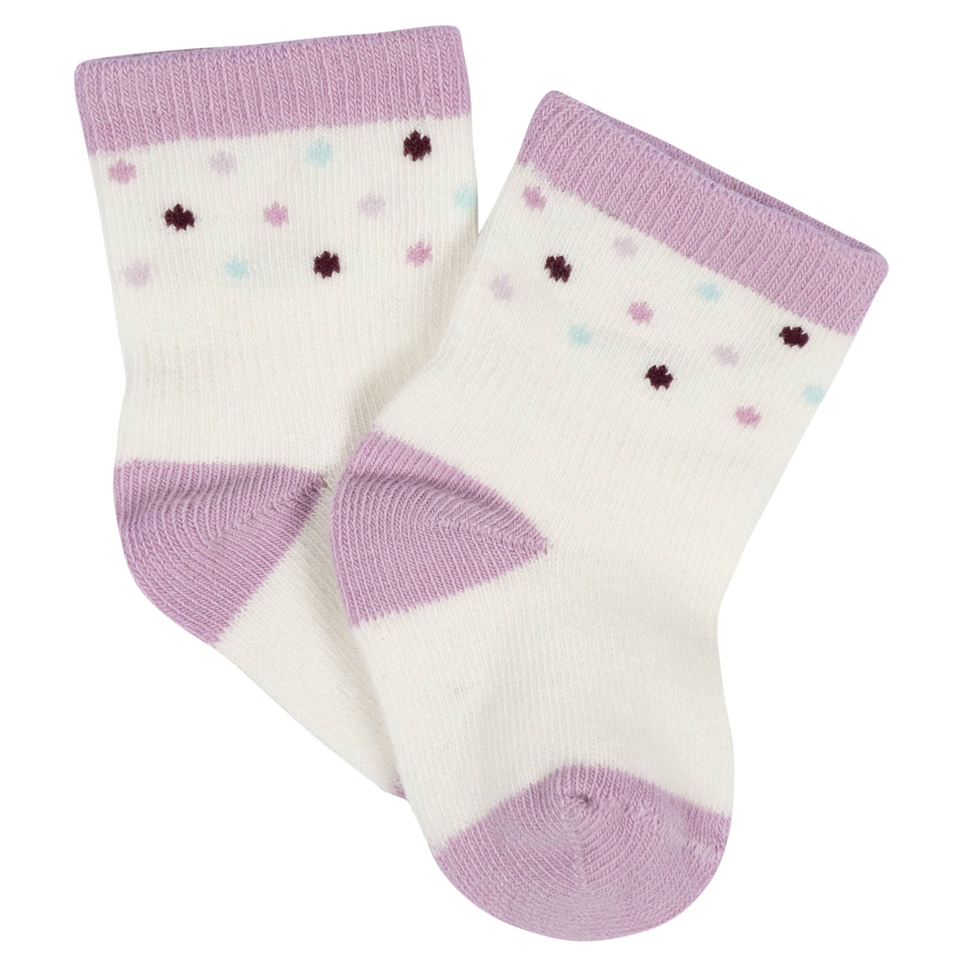 8-Pack Baby Girls Lavender Garden Jersey Wiggle Proof® Socks