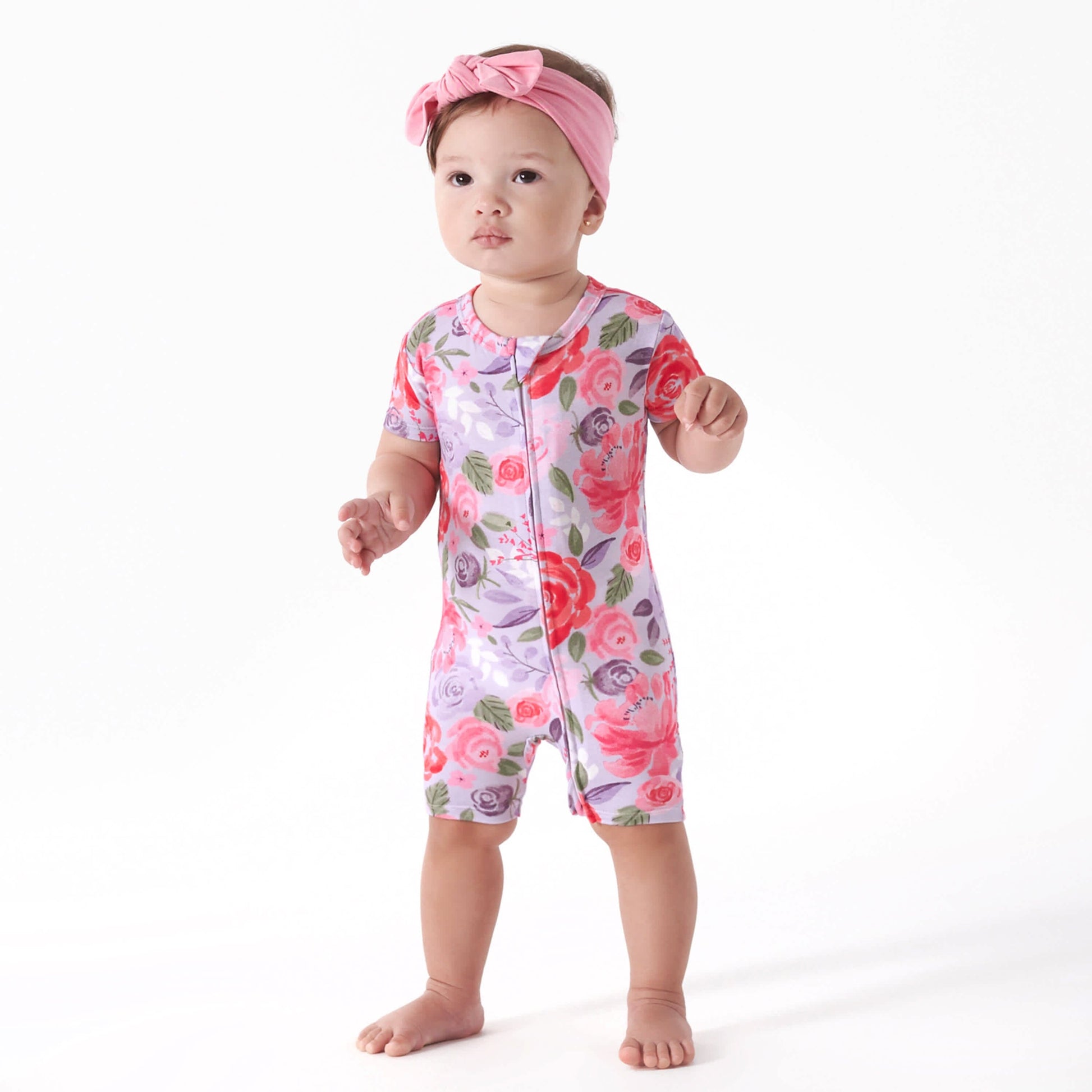 Baby Girls Lilac Garden Buttery-Soft Viscose Made from Eucalyptus Snug Fit Romper
