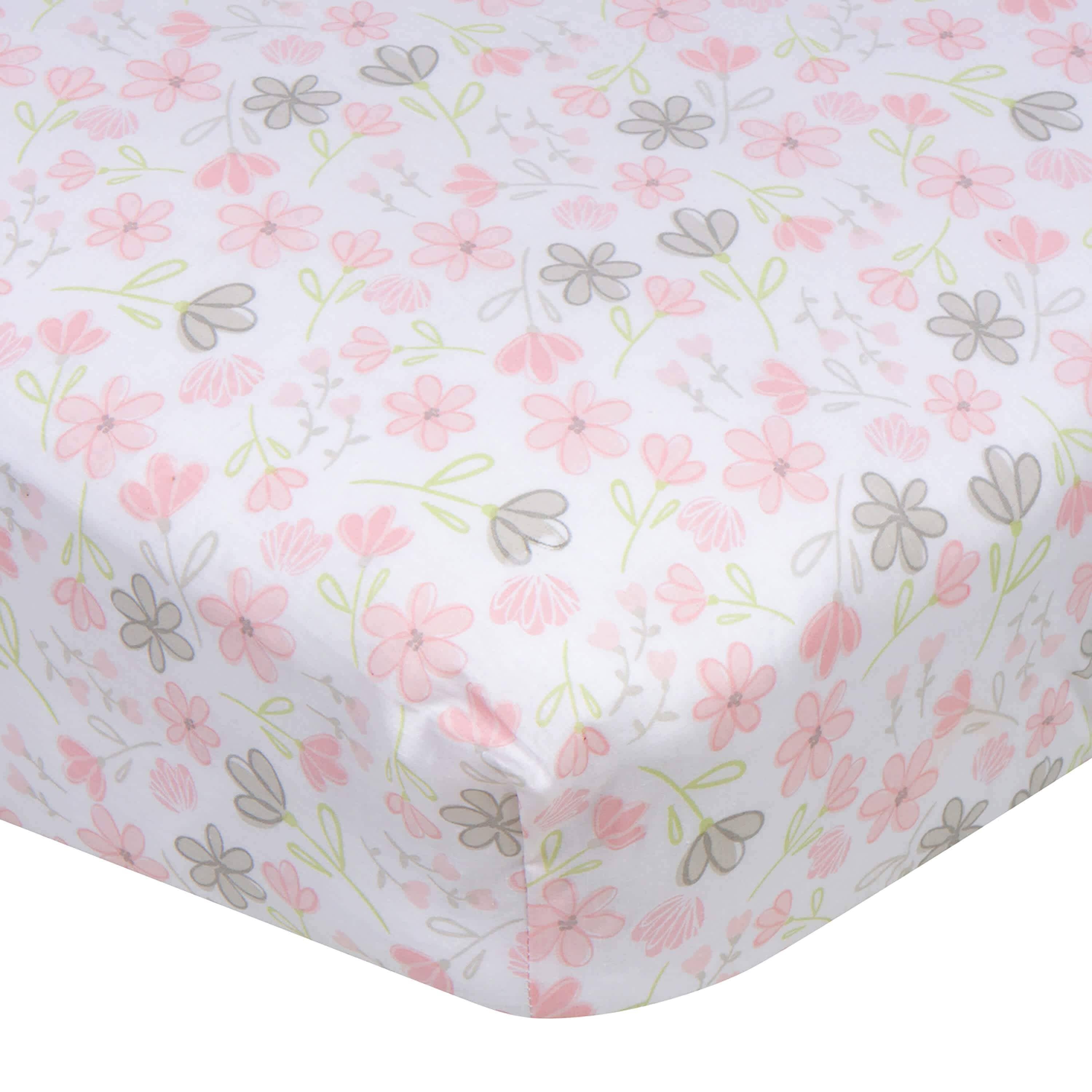 Girls Flowers Fitted Crib Sheet-Gerber Childrenswear