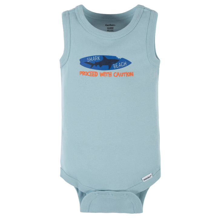 4-Pack Baby Boys Shark Zone Tank Onesies® Bodysuits-Gerber Childrenswear