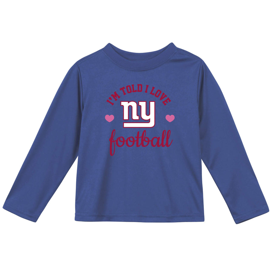 New York Giants Baby Girls Long Sleeve Tee Shirt-Gerber Childrenswear