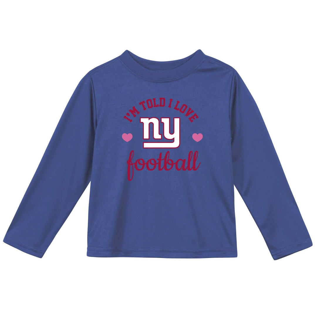 New York Giants Toddler Girls Long Sleeve Tee Shirt-Gerber Childrenswear