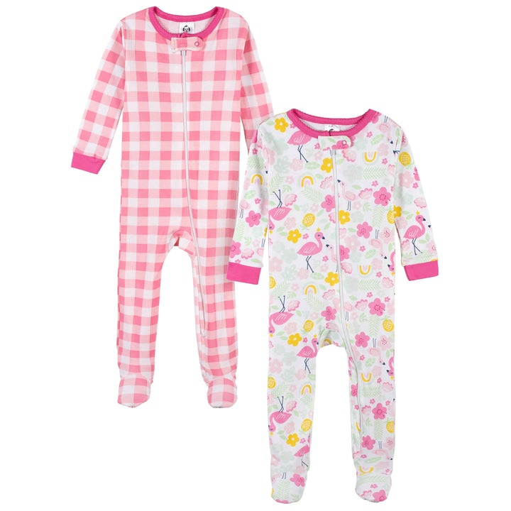 2-Pack Baby & Toddler Girls Summer Blossom Snug Fit Footed Cotton Pajamas-Gerber Childrenswear