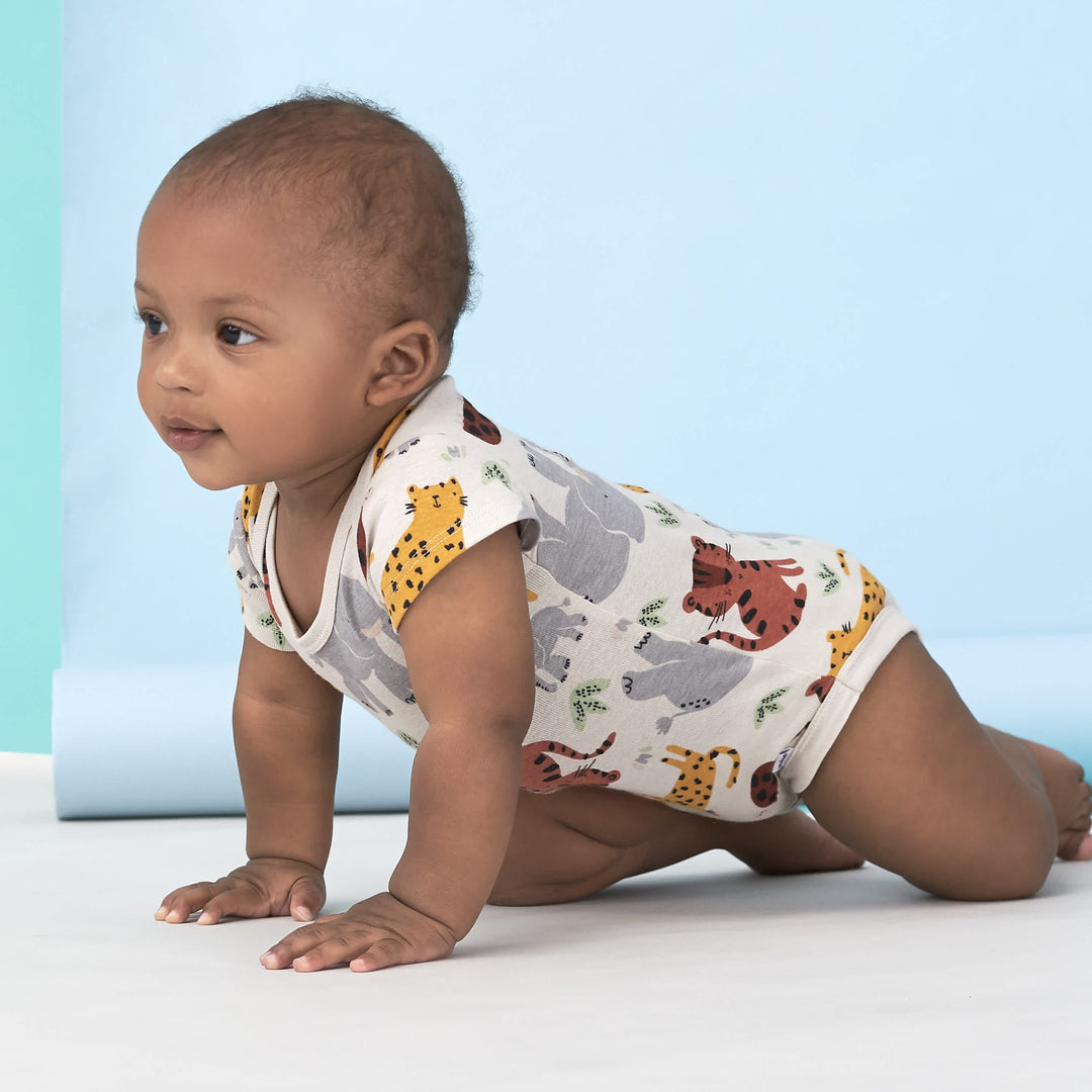 5-Pack Baby Boys Safari Short Sleeve Onesies® Bodysuits