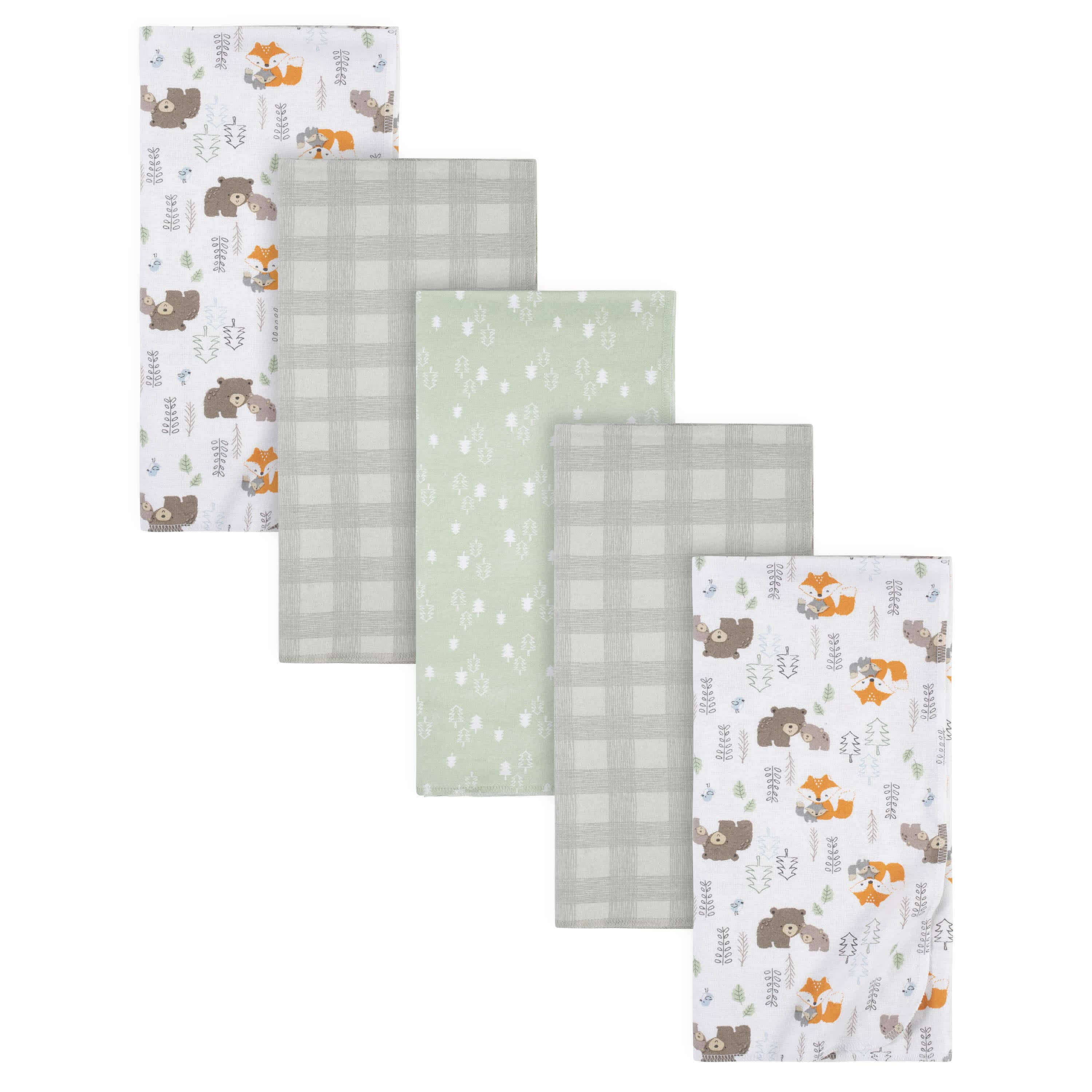 5-Pack Baby Boys Woodland Flannel Receiving Blankets-Gerber Childrenswear