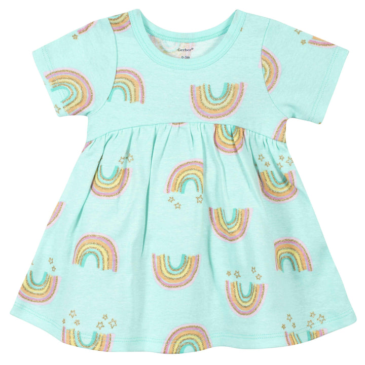3-Piece Baby Girls Rainbow Dress, Diaper Cover, and Headband Set
