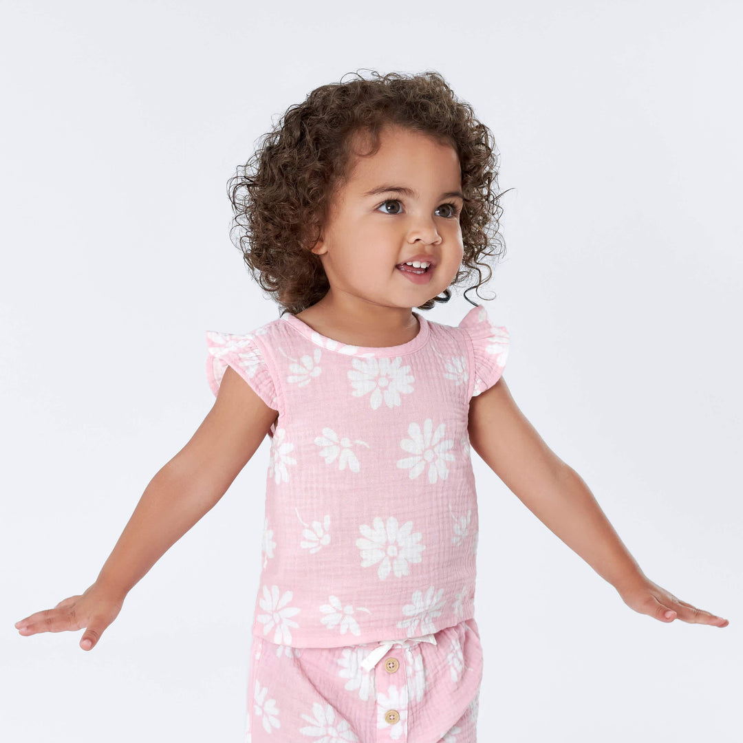 Infant & Toddler Girls Pink Floral Gauze Shorts-Gerber Childrenswear