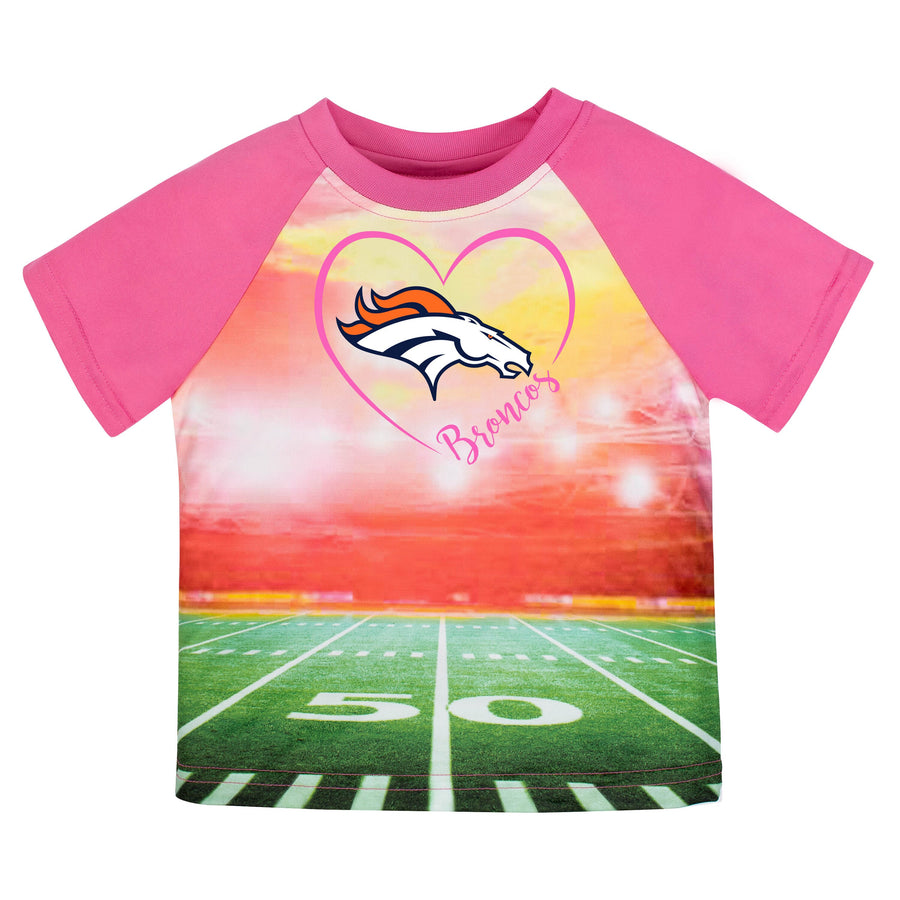 Denver Broncos Girls Short Sleeve Tee Shirt-Gerber Childrenswear