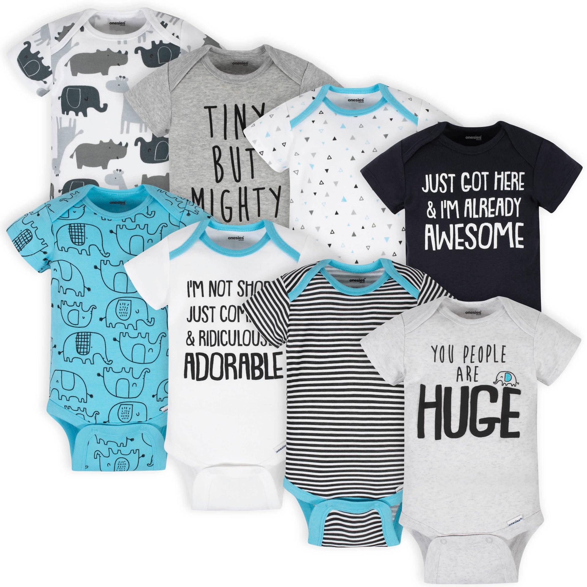 8 Pack Elephant Onesies® Bodysuits