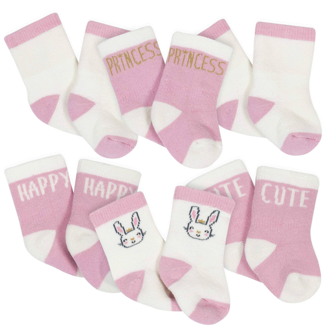 Gerber® 6-Pack Baby Girls Princess Wiggle-Proof® Crew Socks-Gerber Childrenswear
