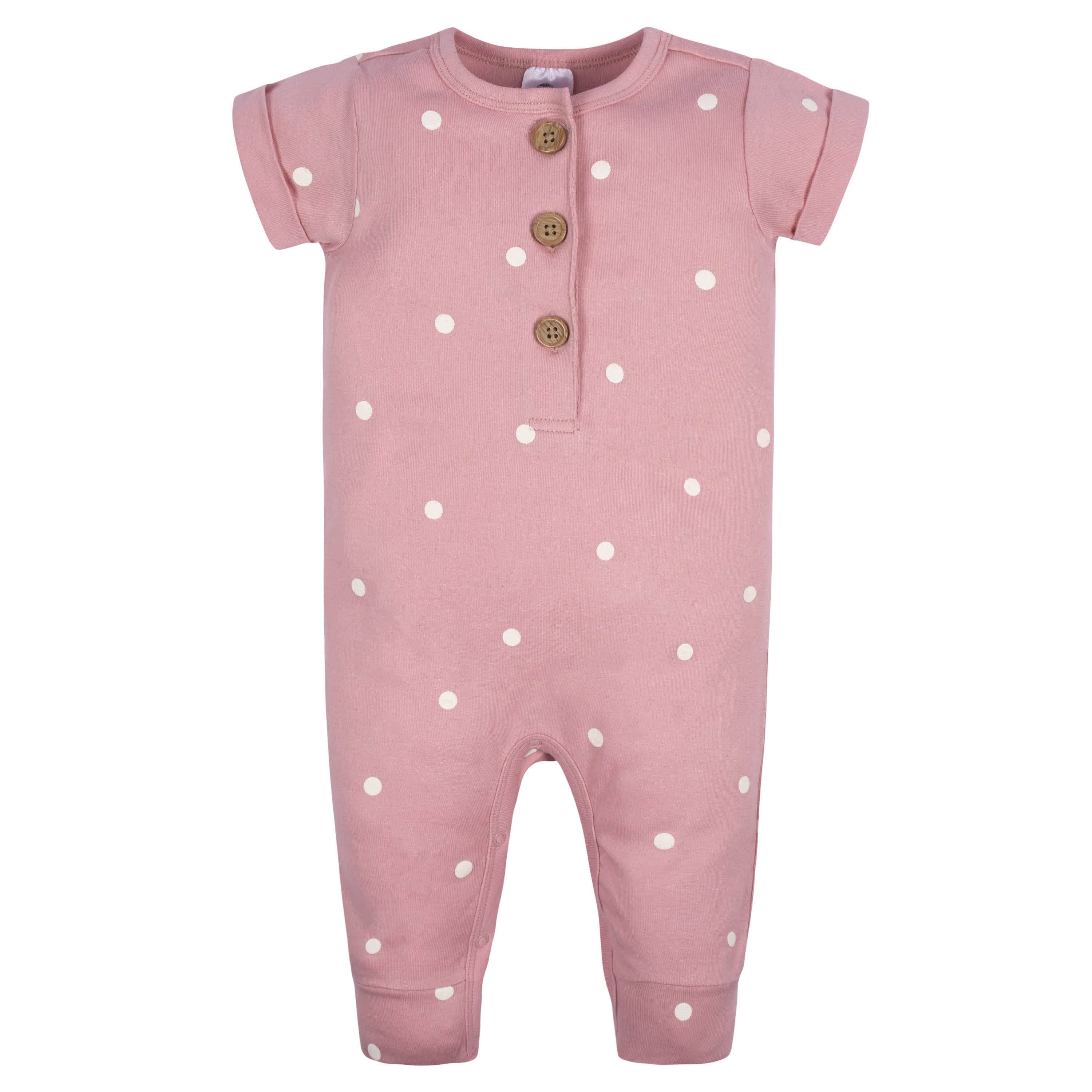 2-Pack Baby Girls Floral & Dots Short Sleeve Rompers-Gerber Childrenswear