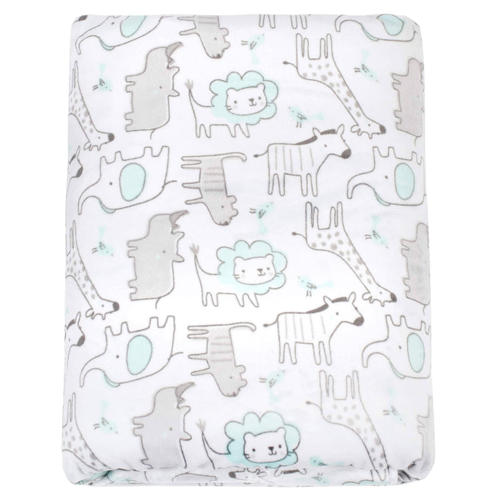 Baby Neutral White Animal Fleece Blanket-Gerber Childrenswear