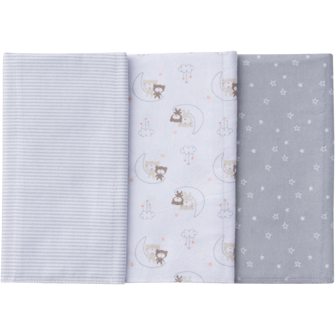 Gerber Newborn Baby Unisex Assorted Flannel Burp Cloths, 3-Pack-Gerber Childrenswear