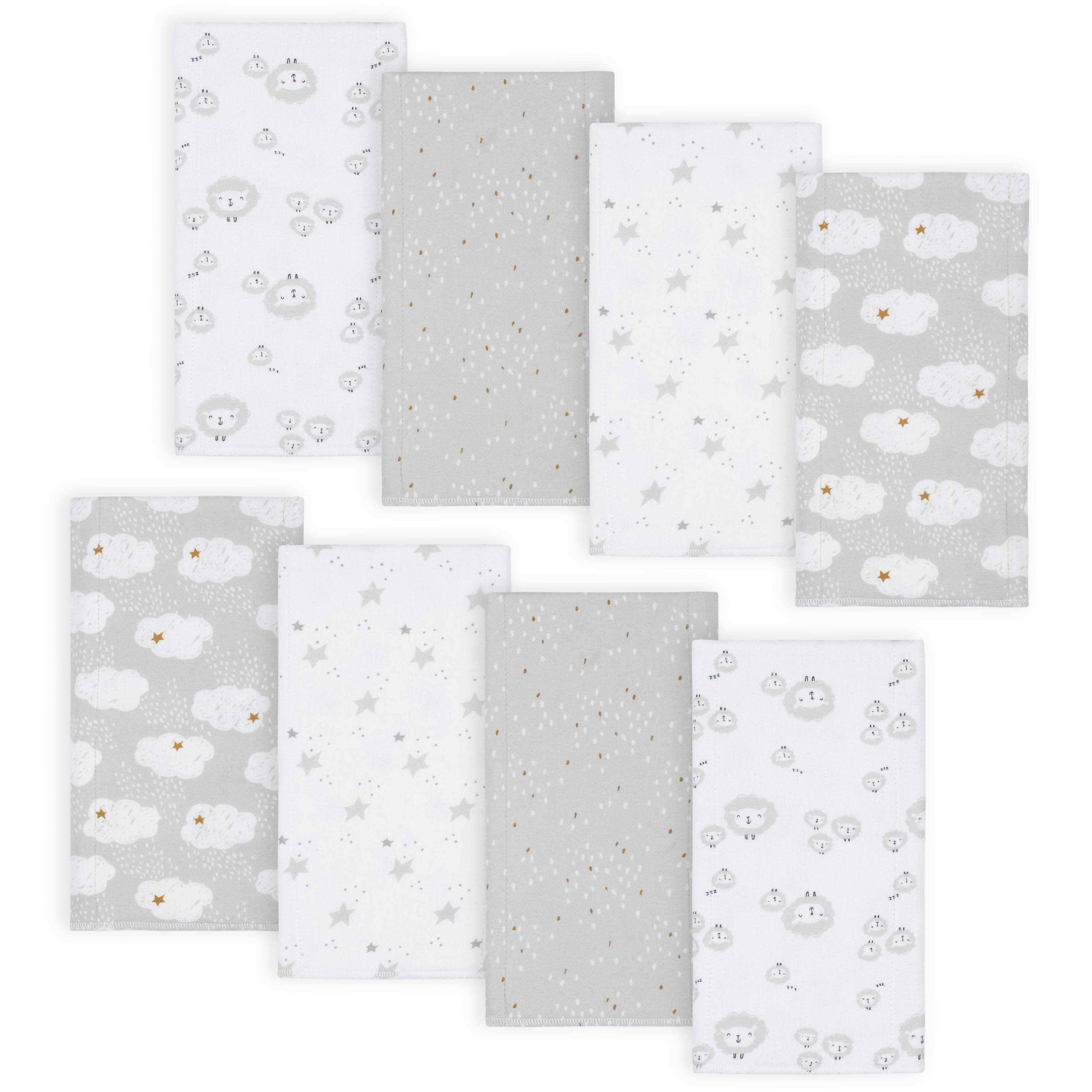 Gerber® 8-Pack Baby Neutral Sheep Flannel Burp Cloths-Gerber Childrenswear