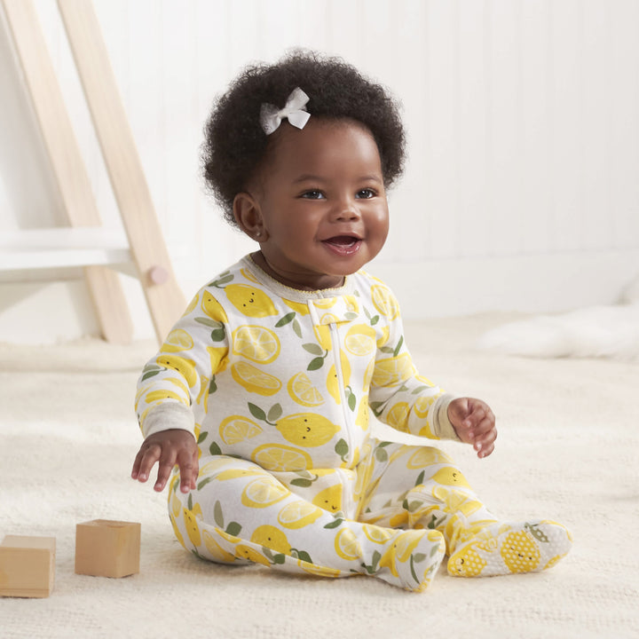 2-Pack Baby & Toddler Girls Lemon Squeeze Snug Fit Footed Cotton Pajamas-Gerber Childrenswear